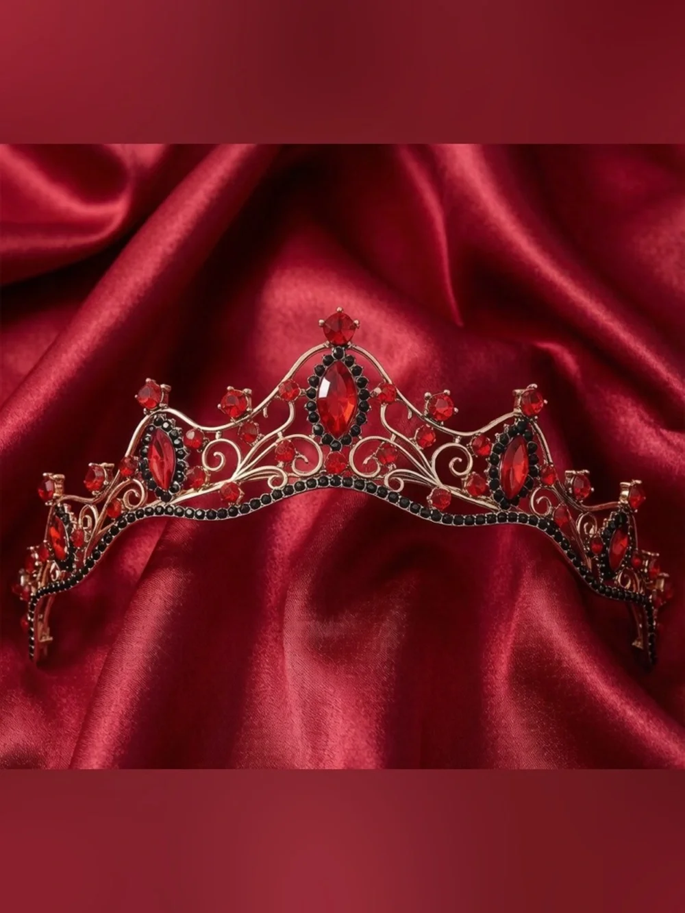 Vintage Red and Black Crystal Tiara Crown